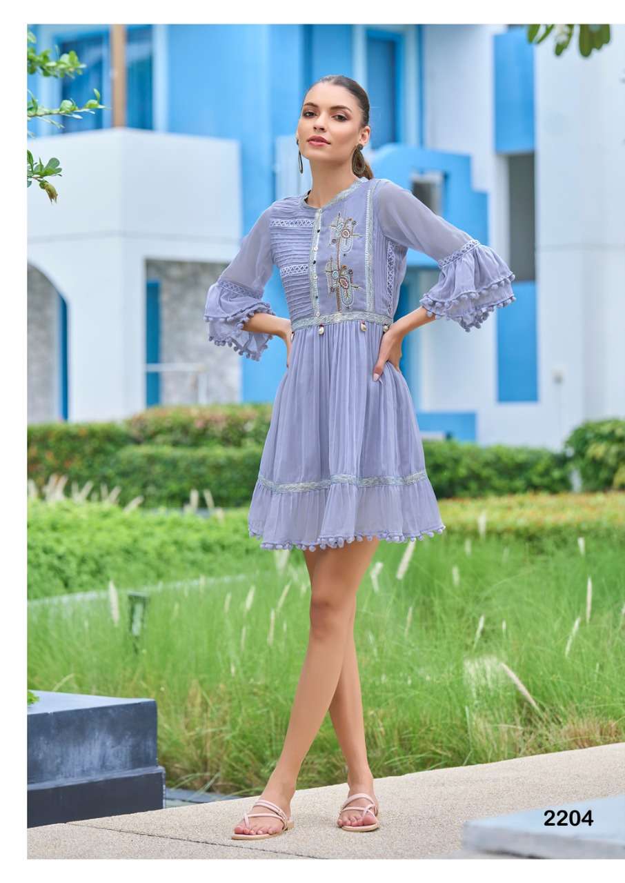 S3forever-tunic Vol 1-fabric-georgette-heavy Foxs-embroiderwork-kurti- Heavy-royal Crape-inner-2204